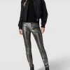 MAC Slim Fit Jeans In Metallic-Optik Modell 'Rich' - Silber