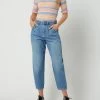 Only Cropped Mom Fit Jeans Aus Baumwolle Modell 'Verna' - Hellblau