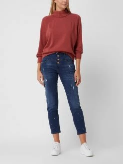 Blue Monkey Cropped High Waist Jeans Mit Stretch-Anteil Modell 'River' - Blau