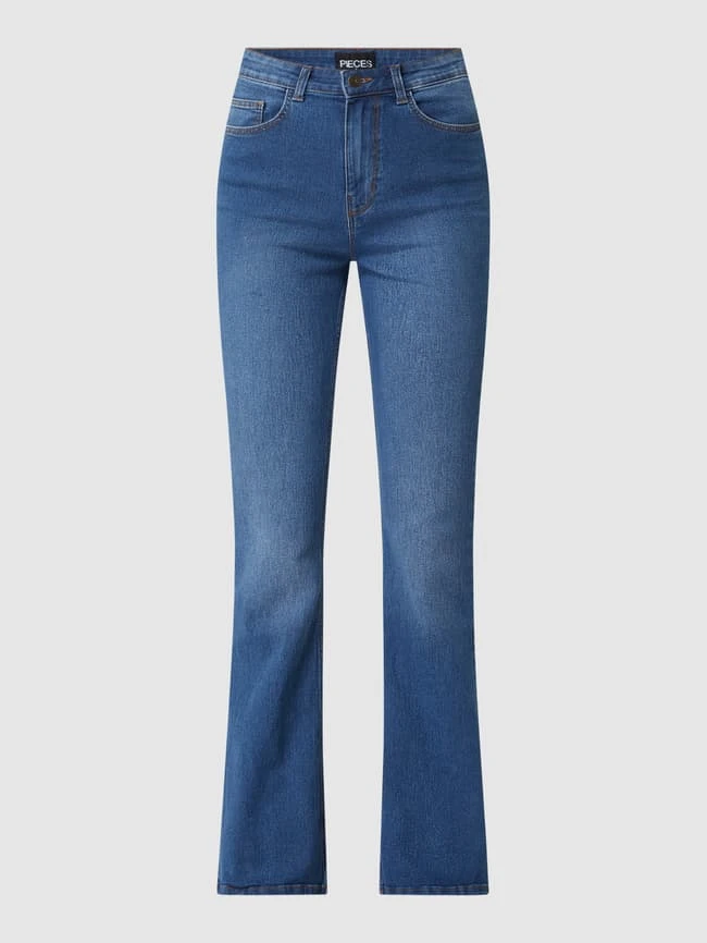 Pieces Flared Fit High Waist Jeans Mit Stretch-Anteil Modell 'Peggy' - Blau Meliert 4 Pieces Flared Fit High Waist Jeans Mit Stretch-Anteil Modell 'Peggy' - Blau Meliert – Bild 2