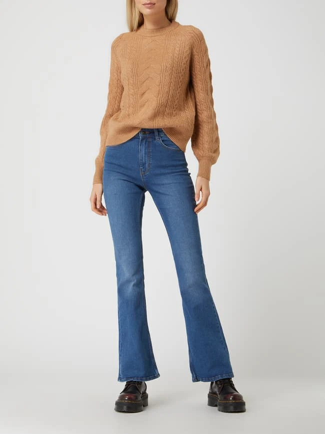 Pieces Flared Fit High Waist Jeans Mit Stretch-Anteil Modell 'Peggy' - Blau Meliert 3 Pieces Flared Fit High Waist Jeans Mit Stretch-Anteil Modell 'Peggy' - Blau Meliert