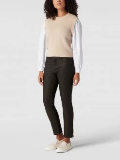 MAC Hose In Leder-Optik Modell 'Rich' - Dunkelbraun